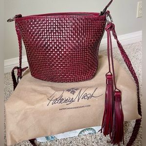 Patricia Nash Banyoles Small Woven Shoulder Bag in Dark Pink, New